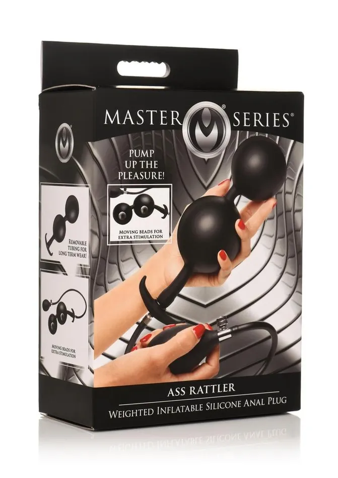 Male Sex Toys Master Series Ass Rattler Weighted Inflatable Silicone Anal Plug Master Series