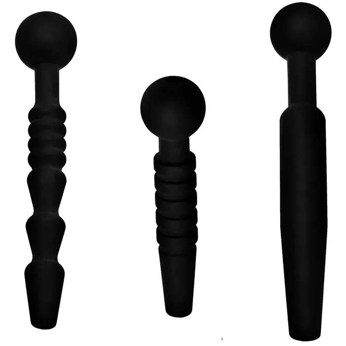 Anal XR Brands Dark Rods 3 Piece Silicone Penis Plug Set
