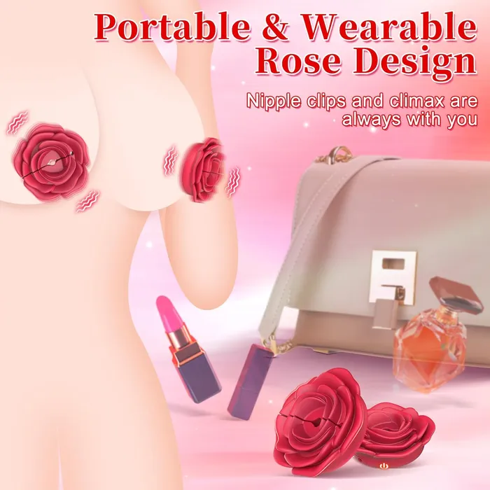Adorime Vibro Tities Huggers Rose Nipple Clamps Wearable Remote Control Stimulator Female Sex Toys