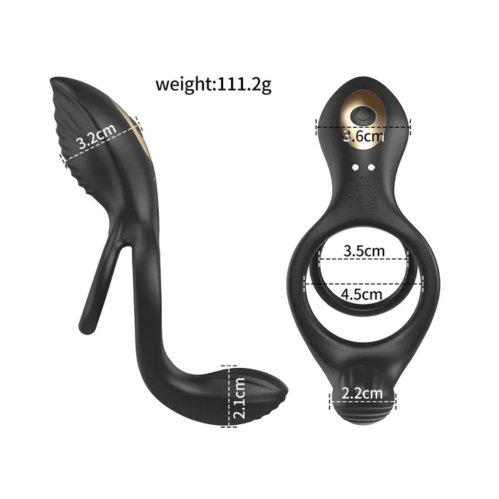 Domlust Couples APP Remote Controlled Vibrating Cock Ring Male Sex Toys Dual Rings Penis Massage Trainer