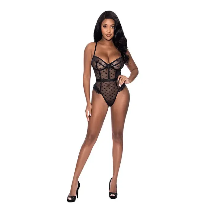 Magic Silk Vibrators Magic Silk Love Star High Leg Teddy with Snap Crotch Black LXL Magic Silk Vibrators Magic Silk Love Star High Leg Teddy with Snap Crotch Black LXL