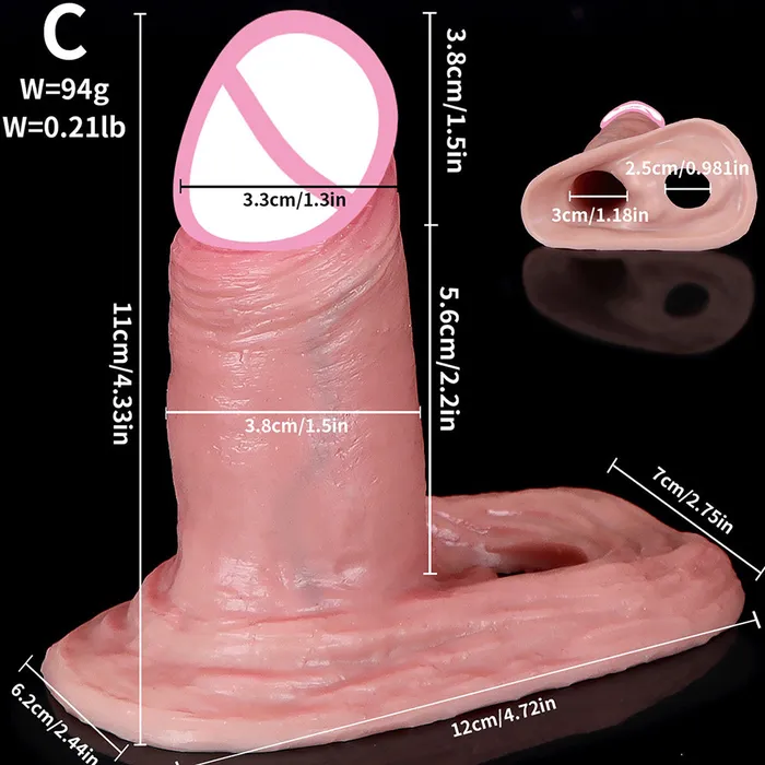 Silicone Cock Sleeve Penis Enlarger Huge Realistic Dildo Condom Cock Ring Delay Ejaculation Sex Toy for Men Domlust Male Sex Toys