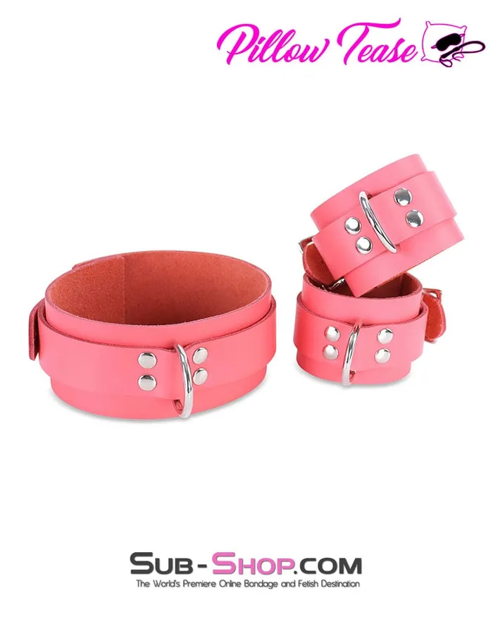 Autumn Restraints 1339A Passion Pink Leather Bondage Wrist Cuffs