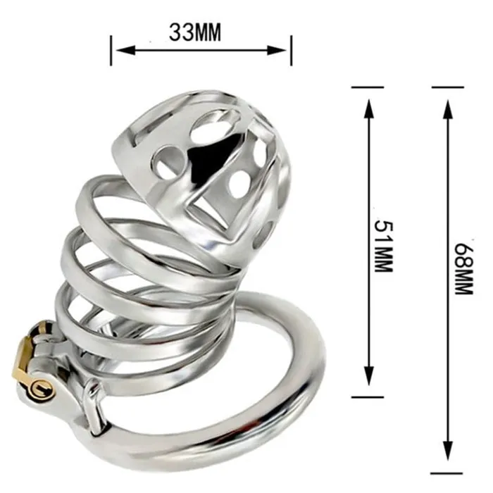 Male Sex Toys 6764M The Slammer Stainless Steel Locking Chastity Cock Cage Moonwell