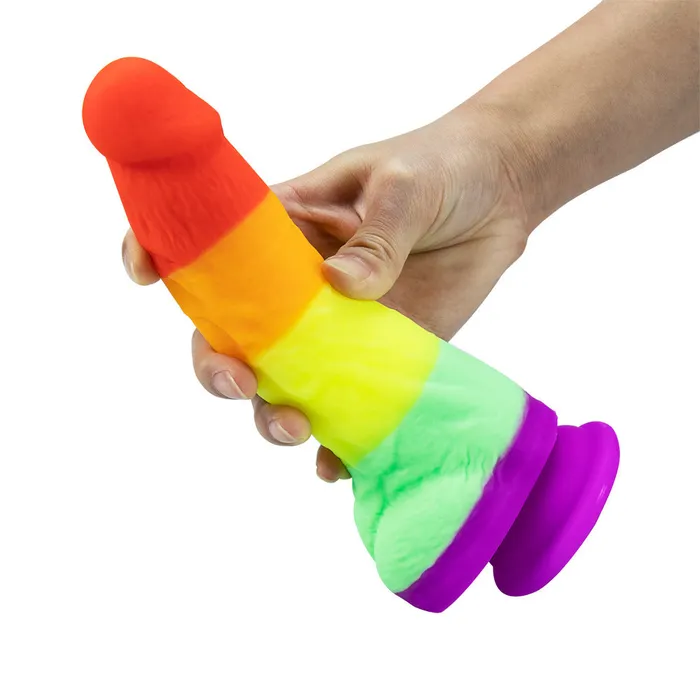 Rainbow Silicone Simulation Penis Dildo Female Sex Toys