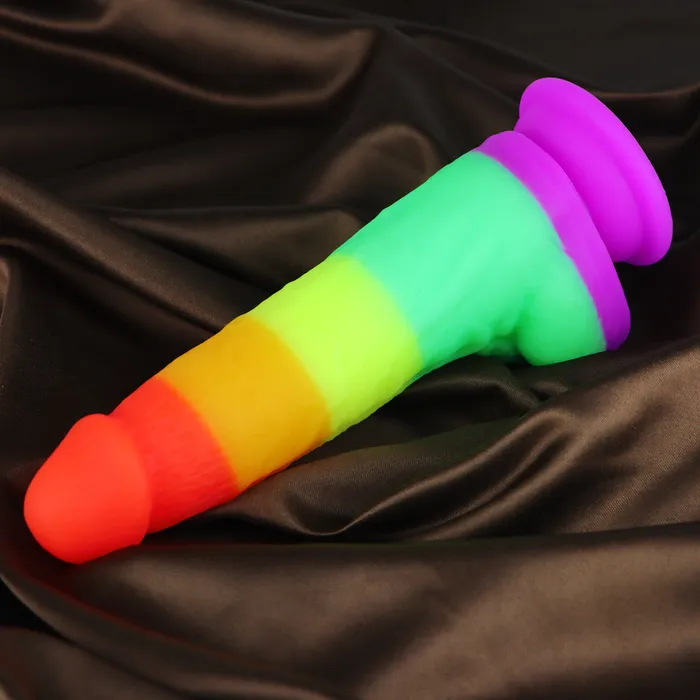 Rainbow Silicone Simulation Penis Dildo Female Sex Toys