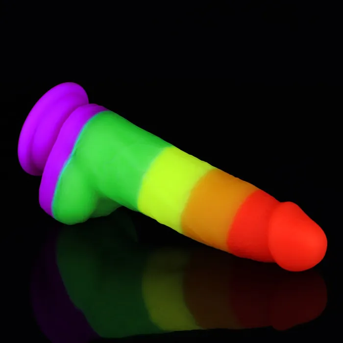 Rainbow Silicone Simulation Penis Dildo Female Sex Toys